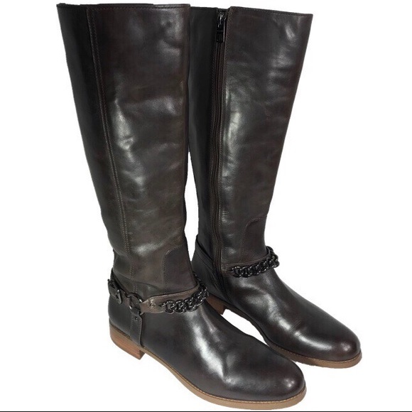 Coach Shoes - Coach Leather Chocolate Brown Moto Riding Boots